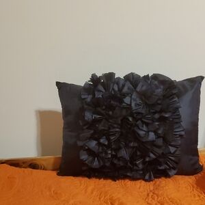 Large, 16x12 Black Ruffle Accent Pillow